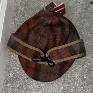 NWT The Lil’ Stormy Kromer Cap: Brown Plaid Wool Cap with Tan Trim